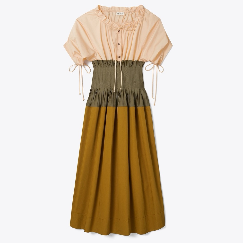 NWT $698 Tory Burch Off-shoulder Colorblock Poplin Dress - Picture 4 of 5